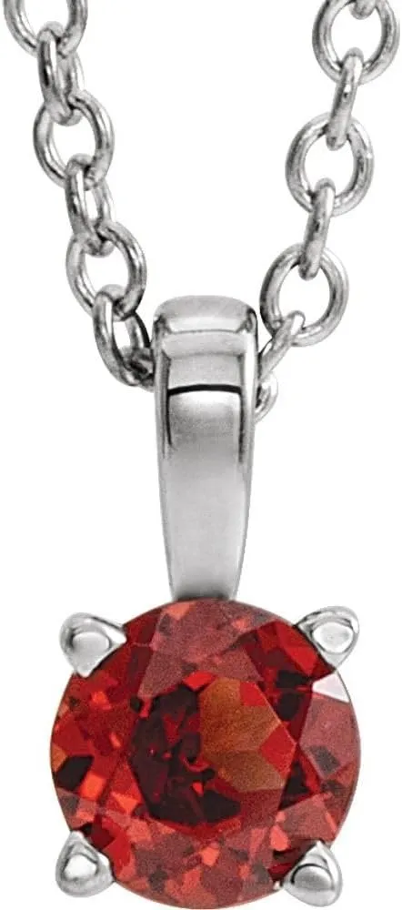 Platinum 4mm Round Shape Mozambique Garnet Birthstone Necklace Fine Jewelry for Women Gifts for Her (8x4mm), 16-18"