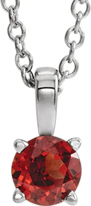 Platinum 4mm Round Shape Mozambique Garnet Birthstone Necklace Fine Jewelry for Women Gifts for Her (8x4mm), 16-18"