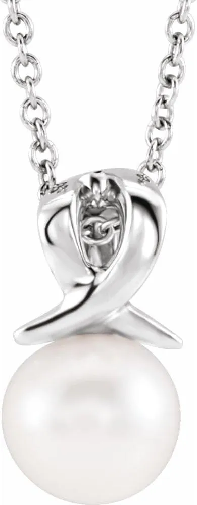 Platinum Freshwater Cultured Pearl Bypass Solitaire Necklace Fine Jewelry for Women Gifts for Her (9.29x6.26mm), 16-18"