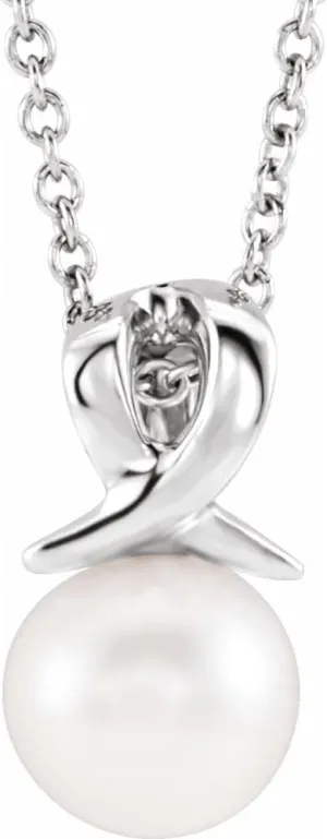 Platinum Freshwater Cultured Pearl Bypass Solitaire Necklace Fine Jewelry for Women Gifts for Her (9.29x6.26mm), 16-18"