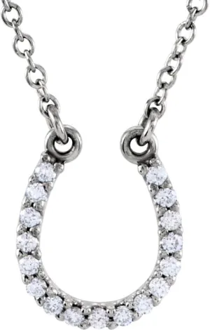 Platinum Round Shape Diamond Horseshoe Necklace Fine Jewelry for Women Gifts for Her (.08 cttw), 16"