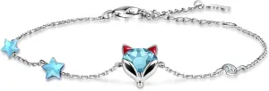 PLATO H Fox Crystal and Star Charm Bracelet for Women - Delicate Fine Chain, Animal Jewelry with Gift Box, for Birthdays, Anniversaries, Valentine's Day