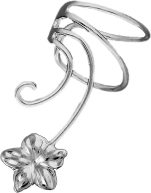 Plumeria Flower Sterling Silver Non-Pierced Wave Left Ear Cuff Earring