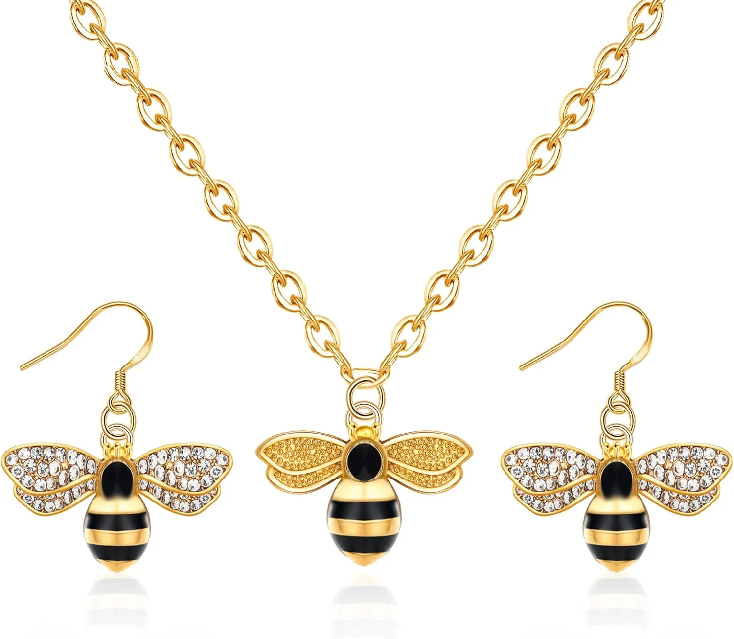 PLwelth Bee Jewelry Set for Women Bee Bumblebee Necklace Honey Bees Drop Earrings for Best Friend Sisters Cute Bees Gold Jewelry Set Statement Jewelrys Sets Gifts for Her Birthday Christmas Graduation