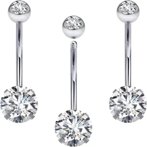 Prjndjw 14G Belly Button Ring 6mm-14mm Surgical Steel Belly Rings for Women Men Belly Piercing Jewelry Extra Long Belly Button Rings Cute CZ Navel Ring External/Internal Thread Belly Button Rings