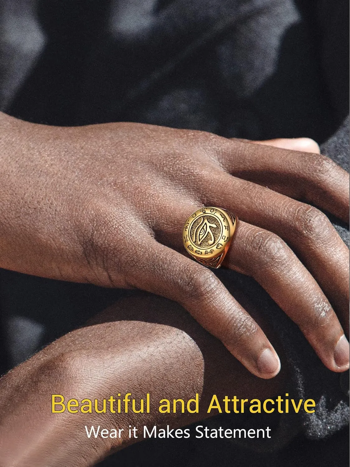 PROSTEEL Vintage Eye Of Horus Rings, Gold Plated/Black Stainless Steel Ankh Ring, Ancient Egyptians Symbol Amulet Protection Jewelry, #7-#14, Come with Box
