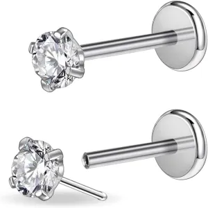 PunkTracker 16g/18g/20g Threadless Piercing Jewelry for Tragus Nose Helix Conch Medusa Lip Labret - Surgical Steel Helix Earring Cartilage Tragus Earrings Stud Nose Studs for Women Men