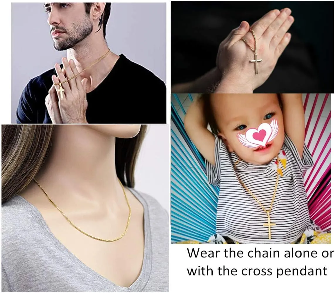 Q&S Jewels Gold Necklaces for Women Men & Teens 1.5mm Box Chain Necklace Stainless Steel 18K Gold Plated,Fashion Statement Jewlery,Thin Yet Durable Chain, Wear lone or with Pendant, 16-26 Inch