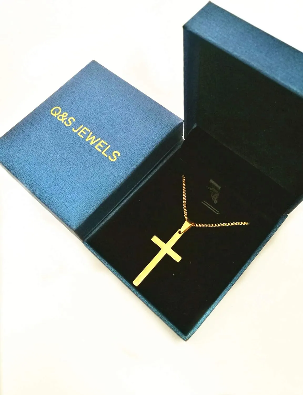 Q&S Jewels Gold Necklaces for Women Men & Teens 1.5mm Box Chain Necklace Stainless Steel 18K Gold Plated,Fashion Statement Jewlery,Thin Yet Durable Chain, Wear lone or with Pendant, 16-26 Inch