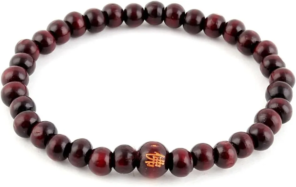 Qtqgoitem Wood Elastic Beads Decor Buddhist Buddha Prayer Bracelet Brown for Women Man (Model: a4b e2b 991 4ab 89c)