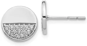 Real 14k White Gold Diamond Unique Circle Button Post Studs Earrings 10mm (.192 cttw.)