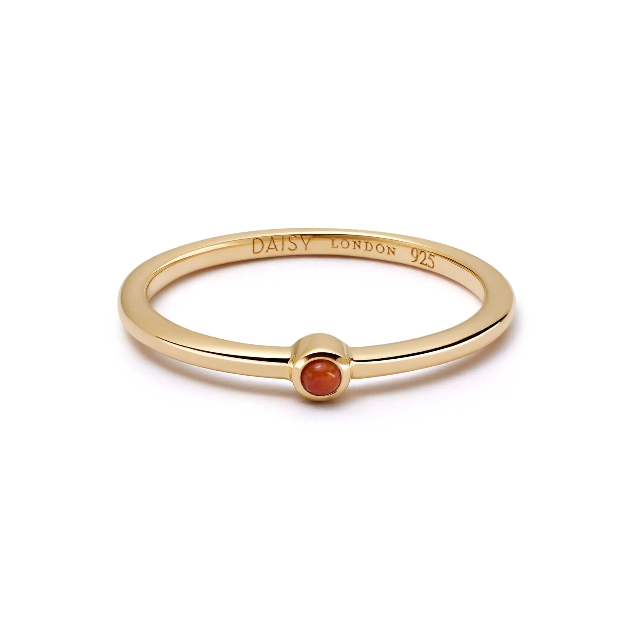 Red Coral Healing Stone Ring 18ct Gold Plate