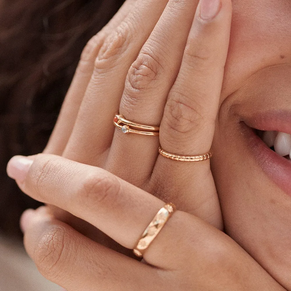 Red Coral Healing Stone Ring 18ct Gold Plate