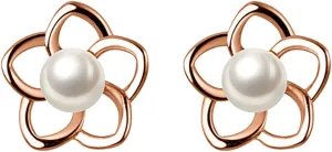 Reffeer 925 Sterling Silver Small Pearl Flower Earrings Studs for Women Teens Unique Petite Flower Studs Earrings