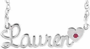 Rhodium Plated Sterling Silver 1.5mm Round Shape May Birthstone Script Nameplate Personalized Necklace Fine Jewelry for Women Gifts for Her (26x8mm), 18"