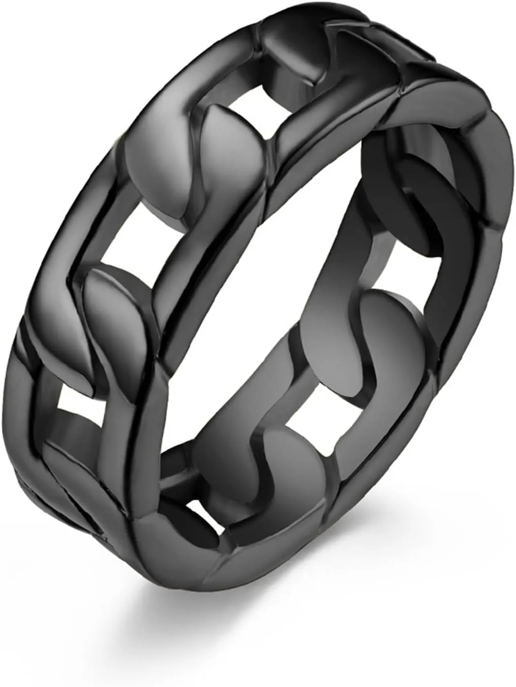Rings for Women,Couple Ring Cuban Link Hip Hop Men Women Cool Bright Luster Finger Ring Jewelry Gifts Black US 12