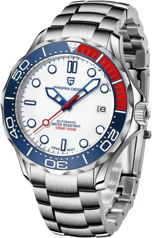 RollsTimi Pagani Design Men's Mechanical Watch Hour Hand Bright Steel Dive Watch Japanese Movement Sapphire Crystal Calendar Display Fashion Business NH35 Watch 1667
