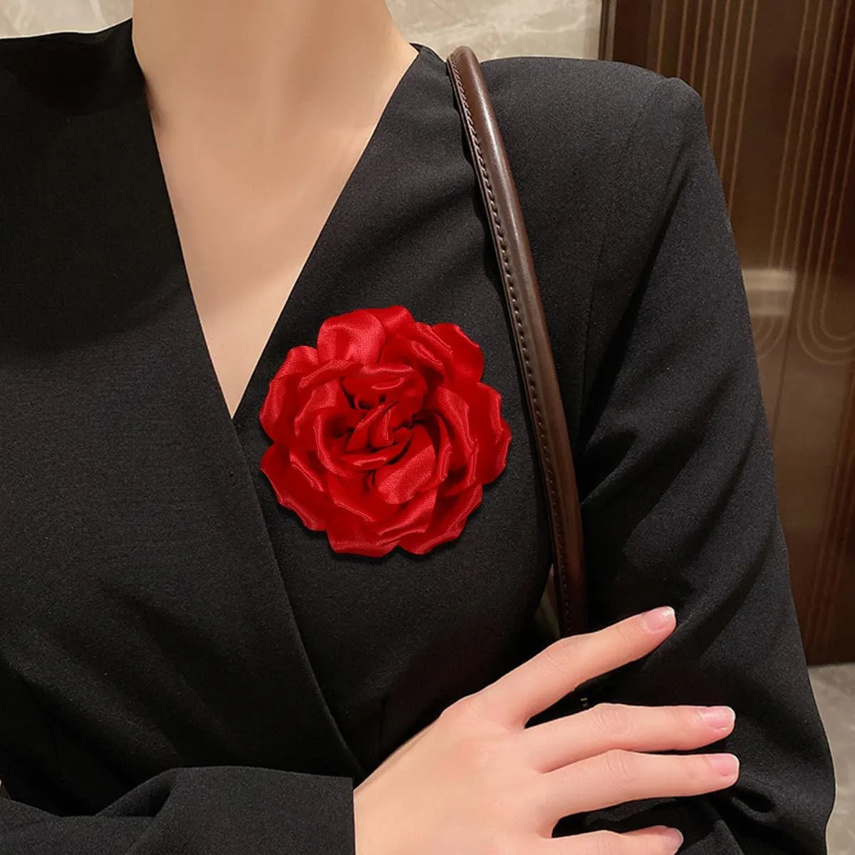 Rose Flower Brooch and Pin | Elegant Hair Clip and Accessory for Women's Dress