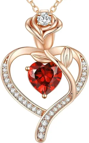 Rose Gold Heart Pendant Necklace with Luxury Pendant Box, 925 Sterling Silver Fine Jewelry, Birthday Anniversary Christmas Gift for Women Wife Mom Girlfriend Daughter Fianc, Mother's Day