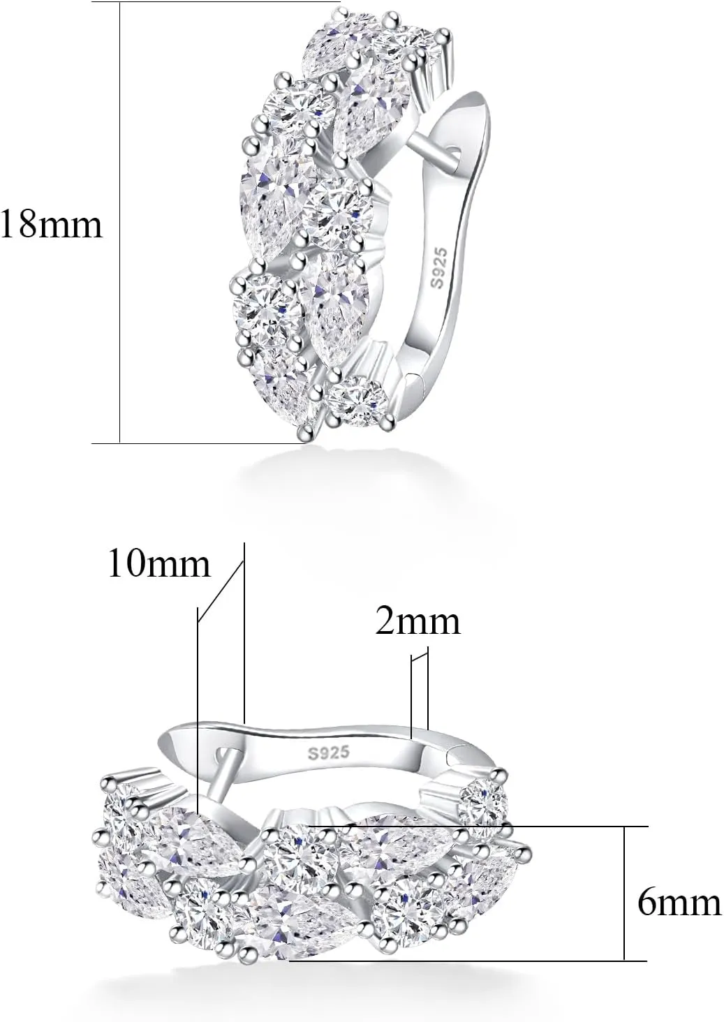 Round-Emerald Cut Moissanite Earring For Women Exquisite Earring Jewelry Gift
