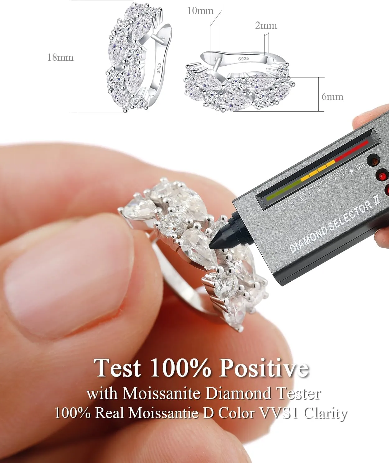 Round-Emerald Cut Moissanite Earring For Women Exquisite Earring Jewelry Gift