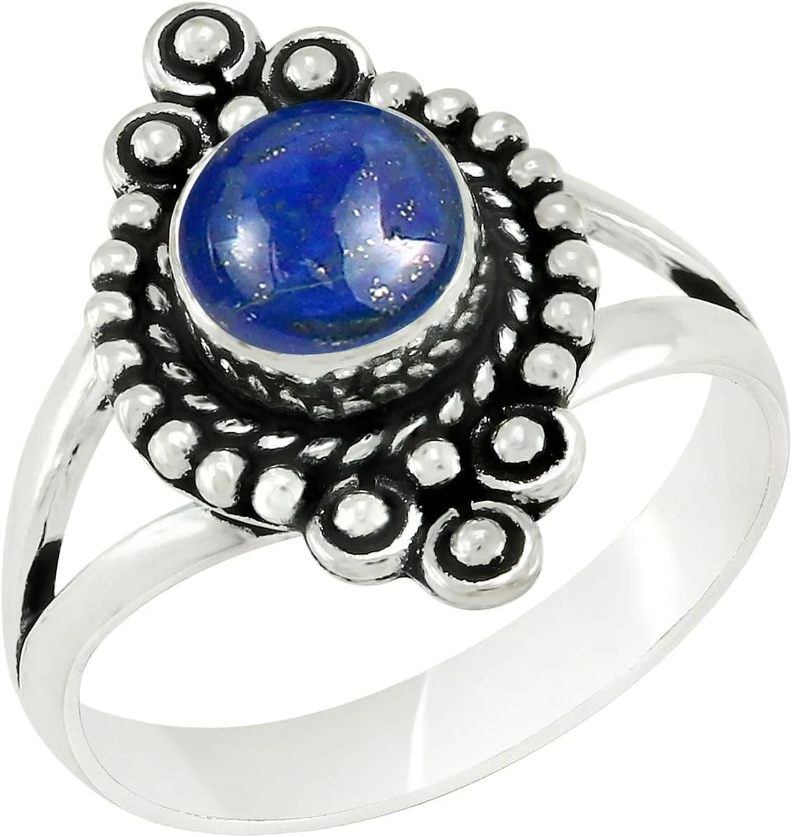 Round Shape Natural Gemstone Vintage Style Handmade Rings for Women - 925 Silver Overlay Handmade Birthstone Ring Jewelry Gift for Her Mom Wife Sister