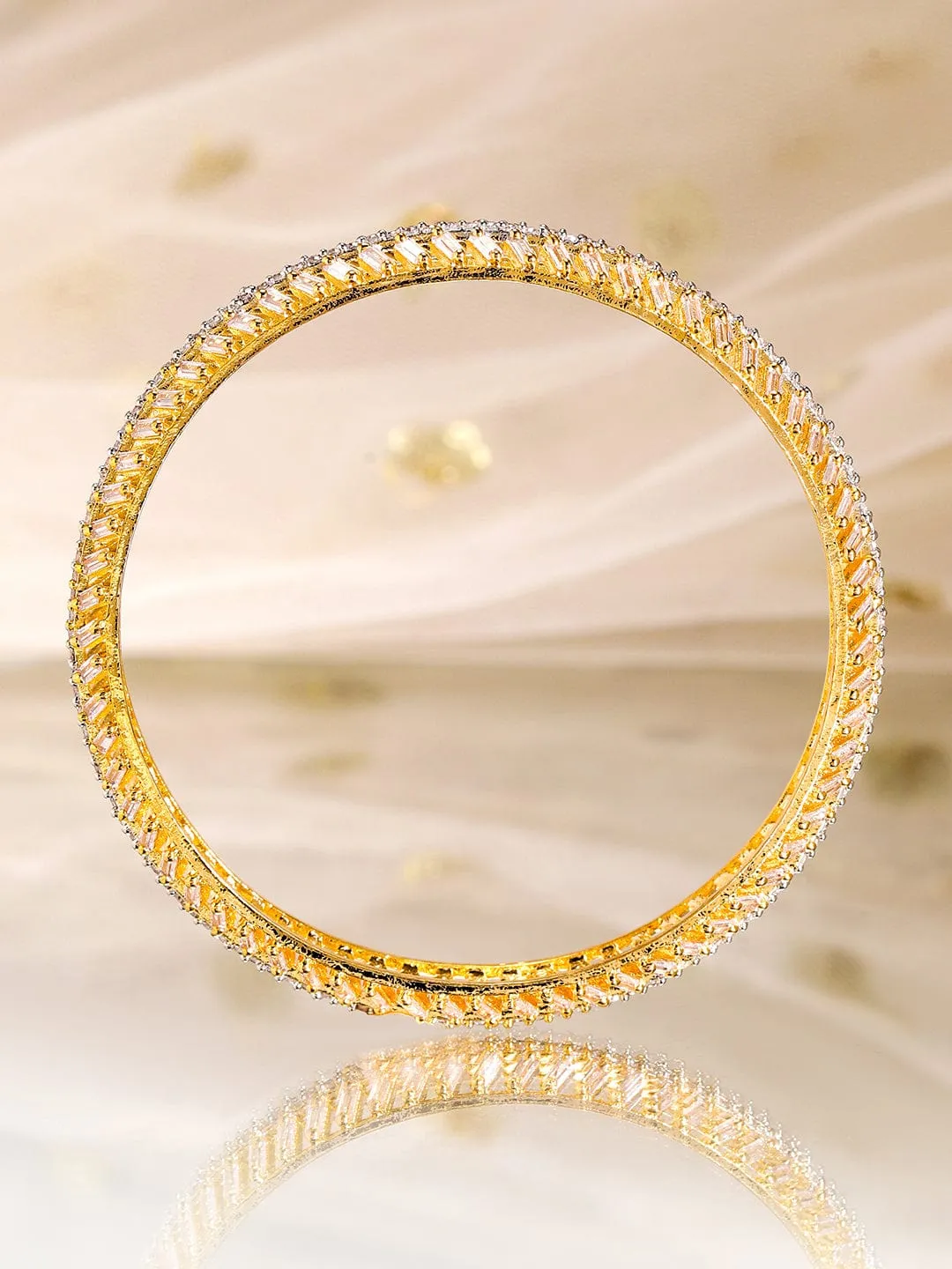 Rubans Set Of 2 22K Gold-Plated CZ-Studded Bangles