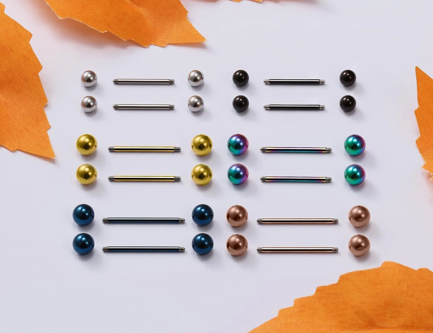 Ruifan 16G 14G Surgical Steel Shiny Ball Nipple Tongue Shield Ring Barbell Body Piercing Jewelry Retainer 12-16mm 12PCS