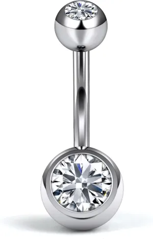 Ruifan ASTM F136 Titanium Belly Button Rings 14G Shiny Clear CZ Belly Navel Rings 6mm 10mm Body Piercing Jewelry Navel Ring For Women