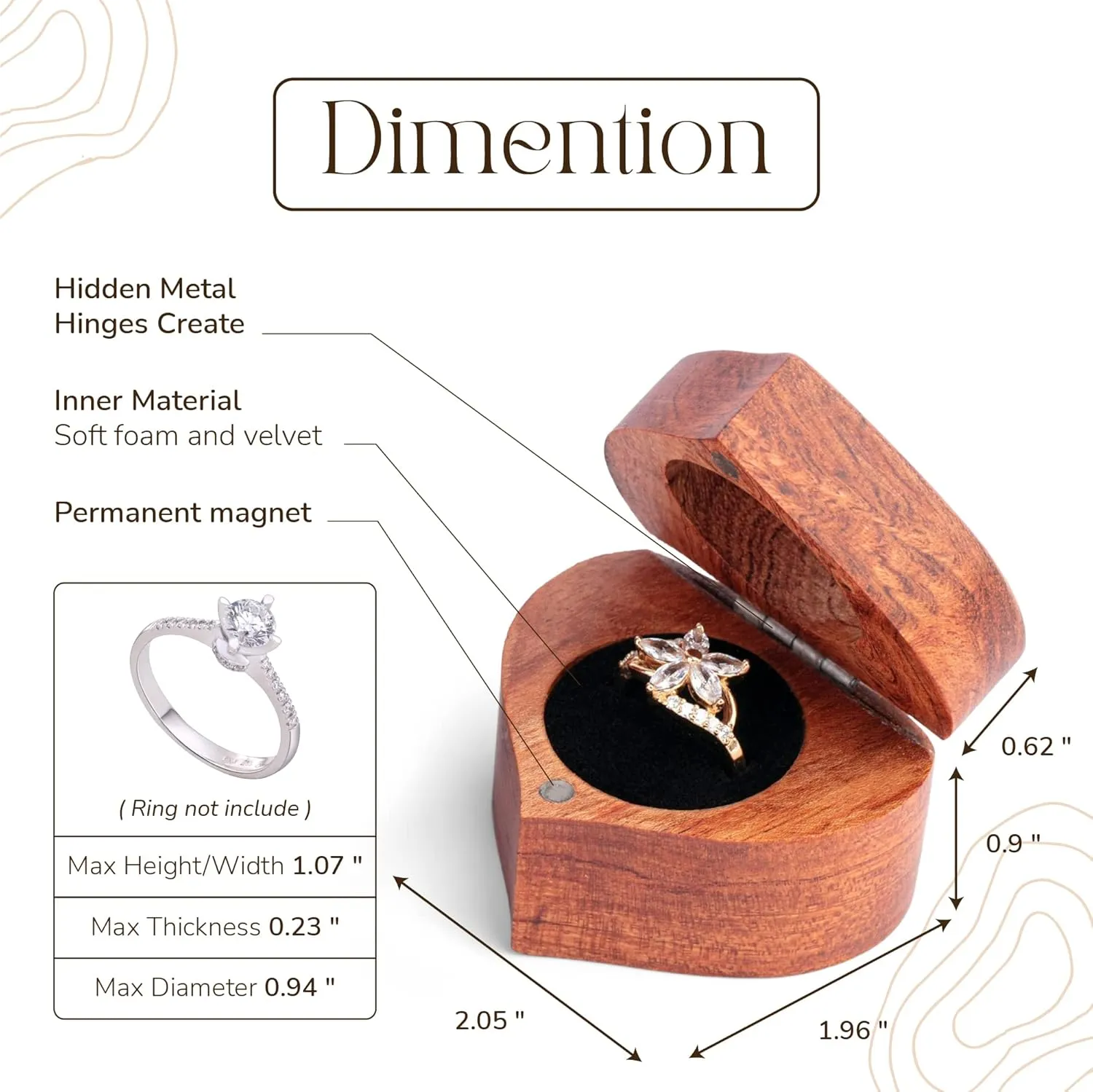 Rustic Engagement Ring Box - Handmade Wooden Heart Box Engraved with Proposal - The Adventure Begins
