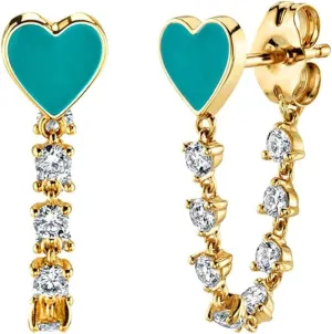 S925 Silver Needle Fashion Unique Tassel Drop Earrings with Zircon Love Heart Enamel Stud Earrings INS Fashion Jewelry