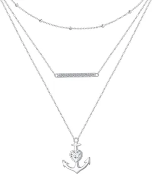 S925 Sterling Silver Layered Necklaces for Women, Arrow Bar Layering Long Necklace Boho Triple Choker Pendant Necklace Jewerly Gift for Women