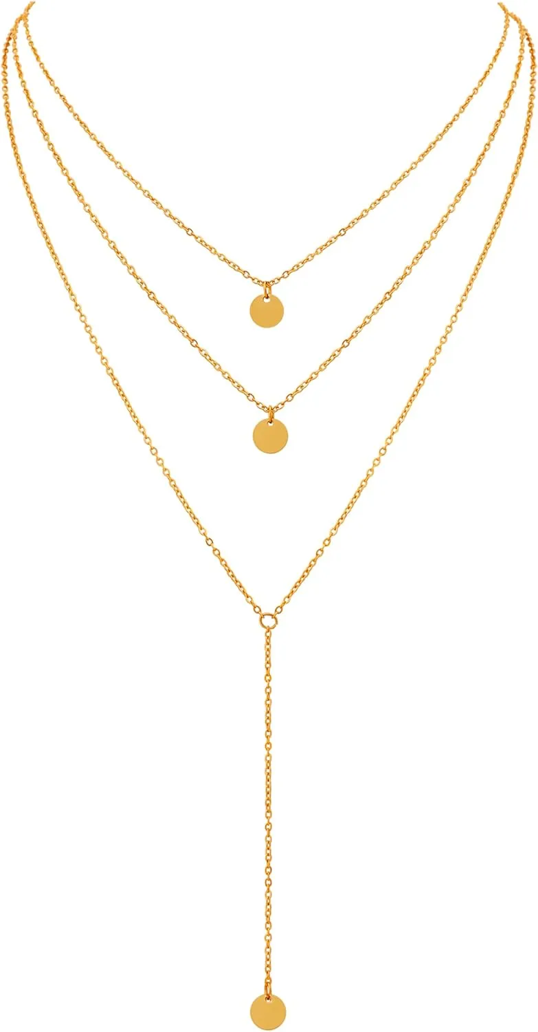 Sacina Dainty Long Layered Choker Necklace, Long Gold Boho Vintage Retro Chain Necklace for Women, Christmas Jewelry Gift for Women