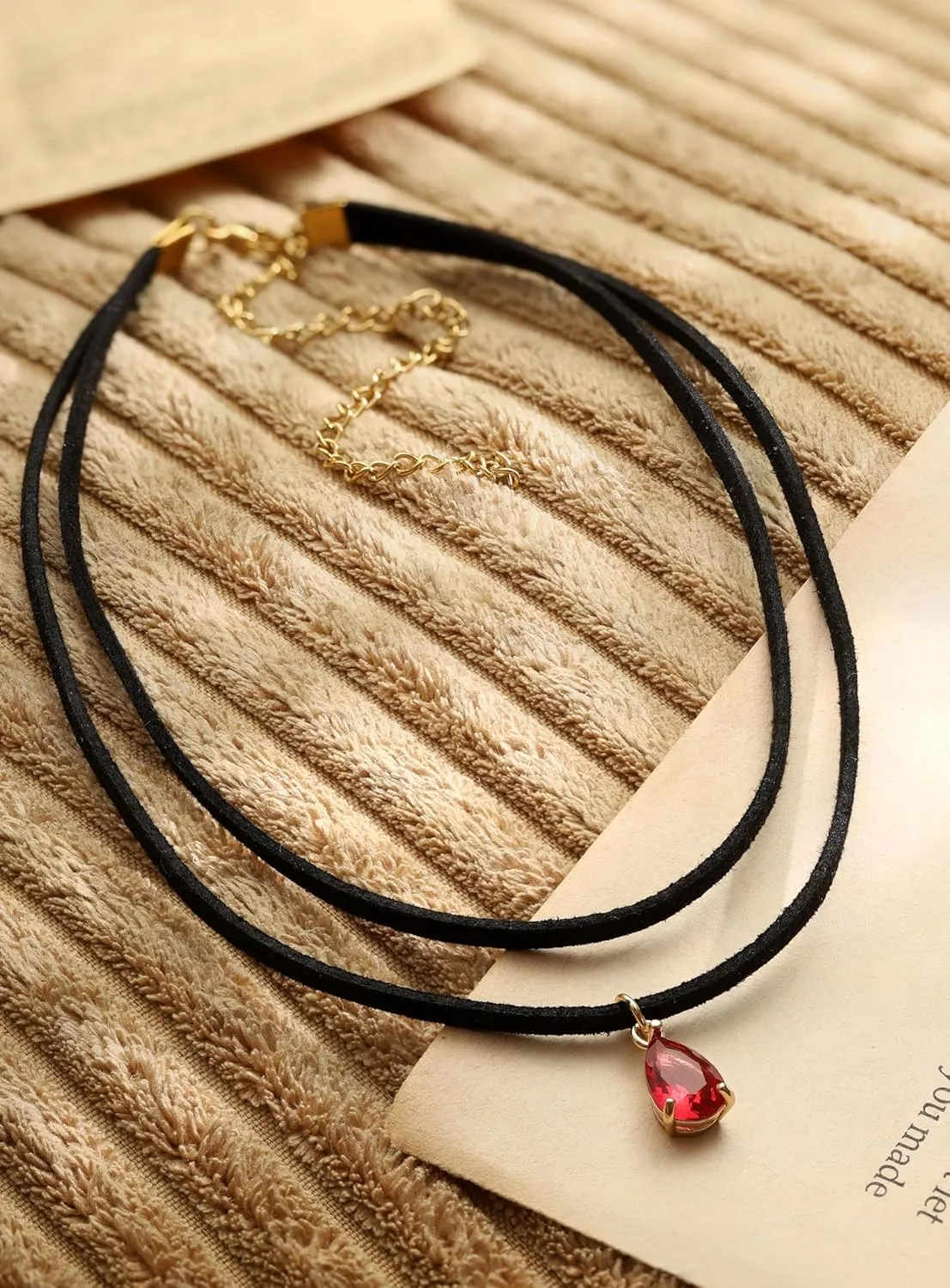 Sacina Layered Black Choker Necklace, Glass Teardrop Chocker, Black Necklace, Gothic Goth Boho Choker, Christmas Jewelry Gift For Women