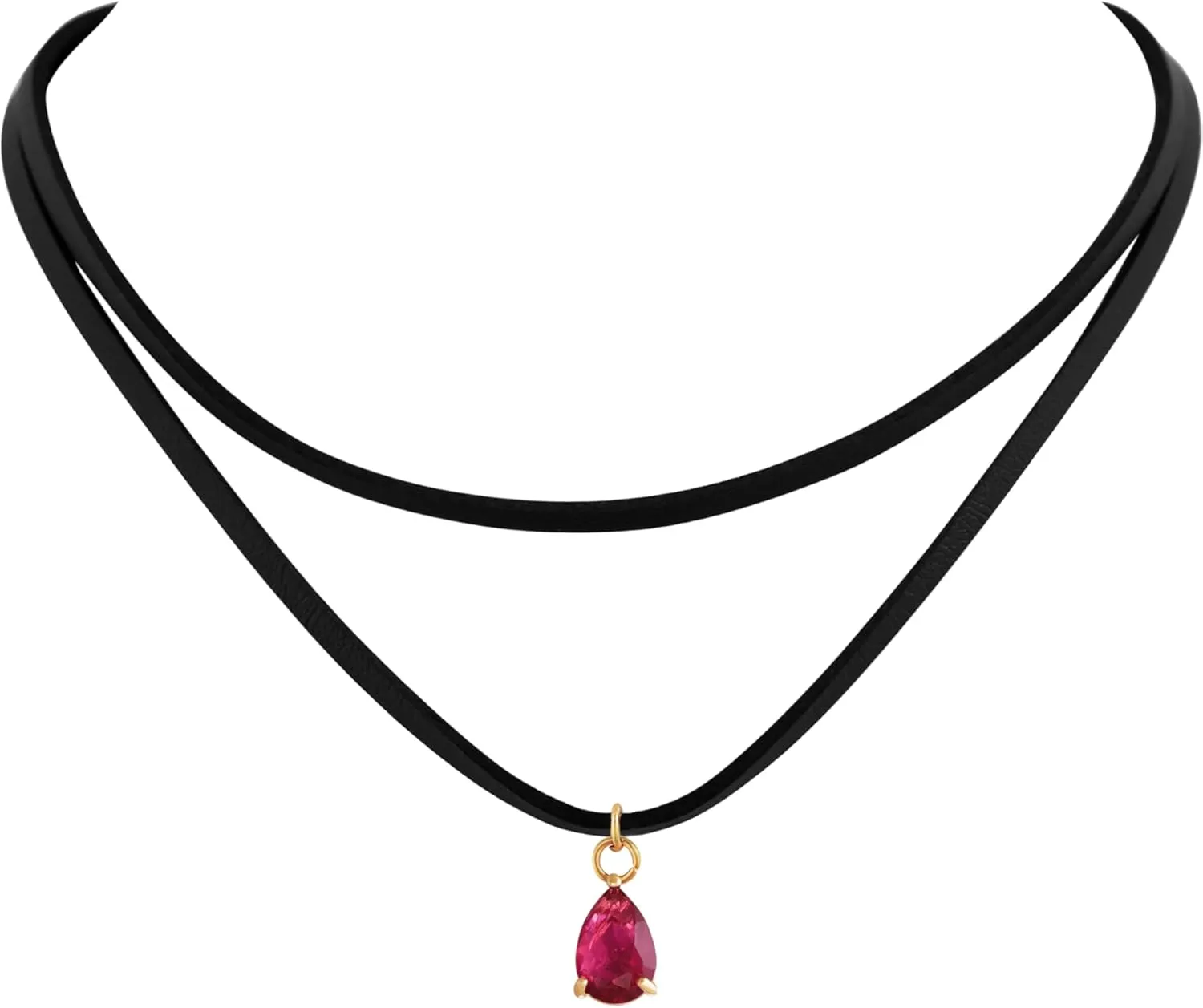 Sacina Layered Black Choker Necklace, Glass Teardrop Chocker, Black Necklace, Gothic Goth Boho Choker, Christmas Jewelry Gift For Women