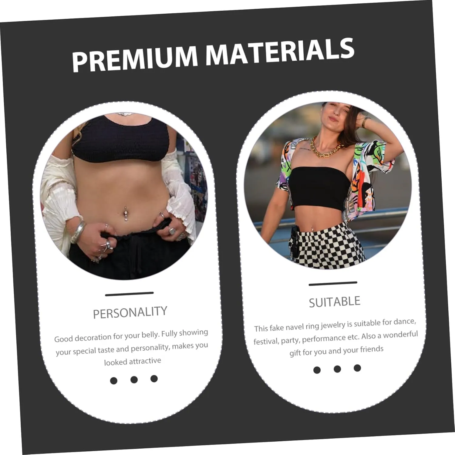 SAFIGLE Fake Belly Button Ring Clip Jewelry Navel Ring Non Piercing Belly Ring Belly Button Rings Dangling Belly
