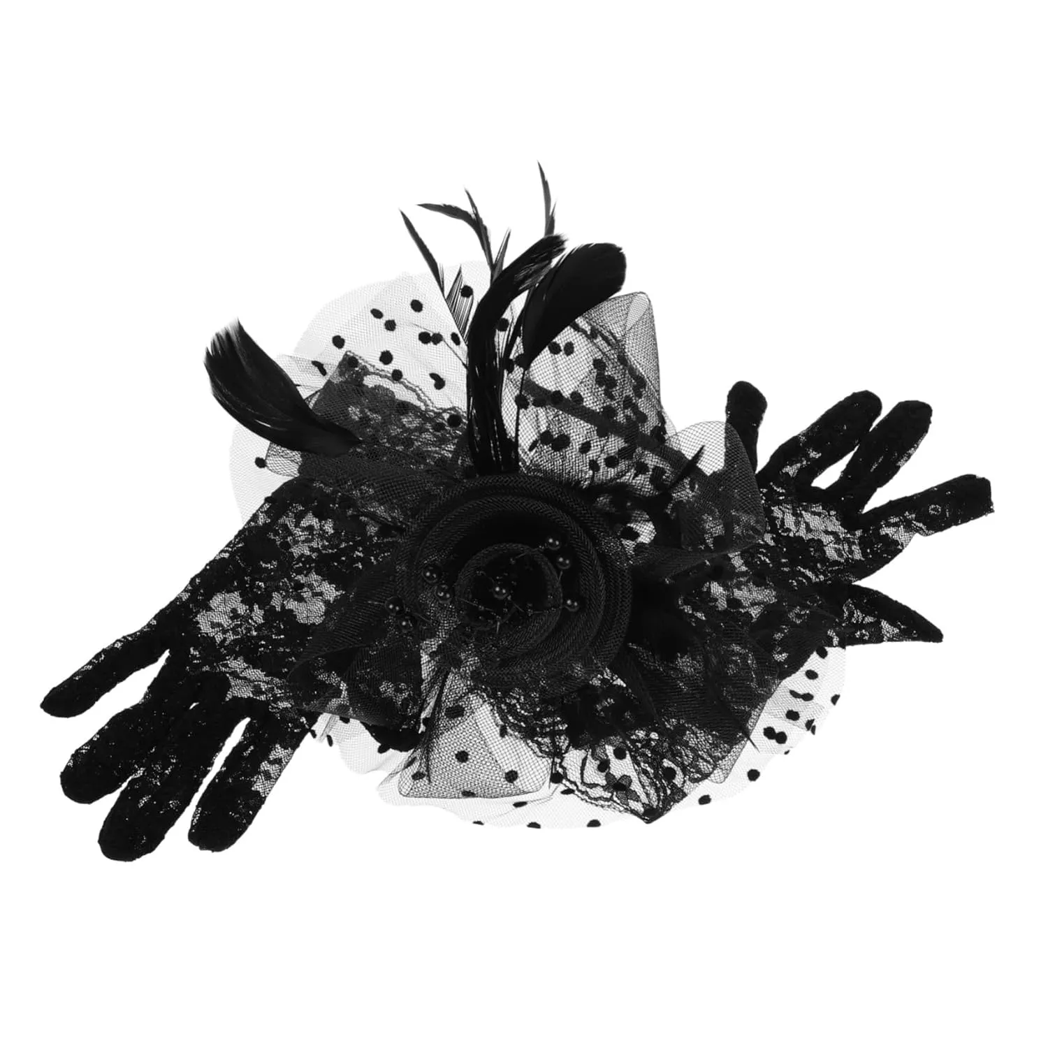 SAFIGLE Flower Element Headband Women Headband Plume Designed Hair Clip Wedding Tiaras for Bride