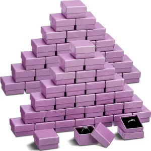 Sasylvia 200 Pcs Jewelry Gift Boxes Bulk Cardboard Ring Earring Box Kraft Square Gift Box with Foam Insert for Packaging(Purple Color,2 x 2 x 1.2)