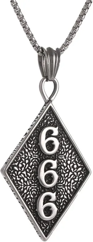 Satanic Number 666 Necklace, Stainless Steel Devil Pendant, Gothic Satanist Jewelry Accessory