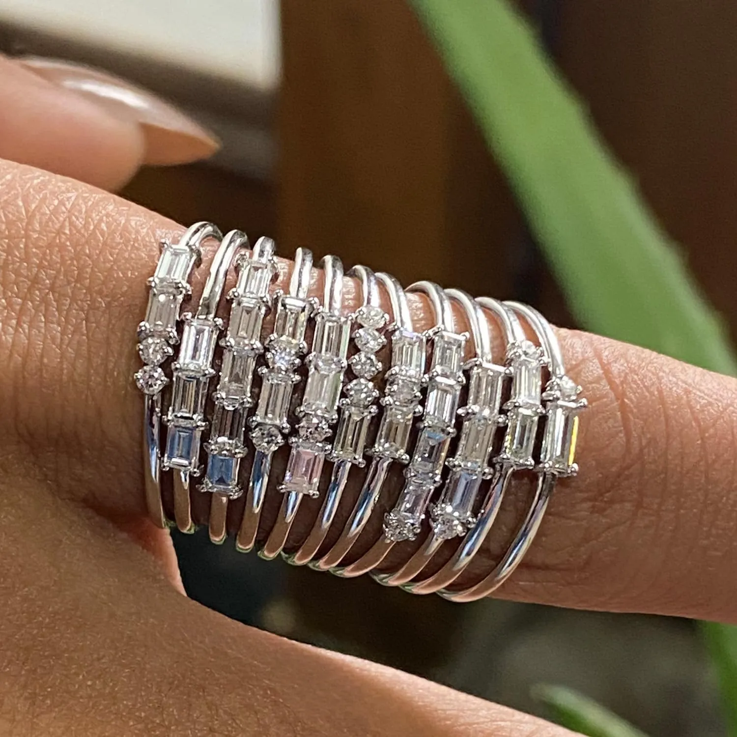 SAVEARTH DIAMONDS 26 Pcs Knuckle Rings Set for Women, Dainty Stackable Joint Finger Rings, Baguette And Round Shape Lab Grown Diamond In 14K Solid Gold Jewelry Stacking Midi Rings Pack