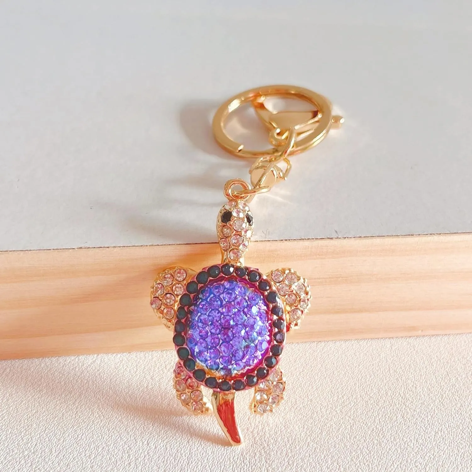 Sea Turtle Crystal Rhinestone Keychain Key Chain (Skyblue - Silver-plated)