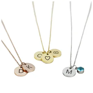 Sereney Initial necklaces for women Personalized Letter necklace with birthstones as Christmas gifts for mom, 2 initial jewelry multiple charms for daughter gifts,custom heart necklace gifts for her