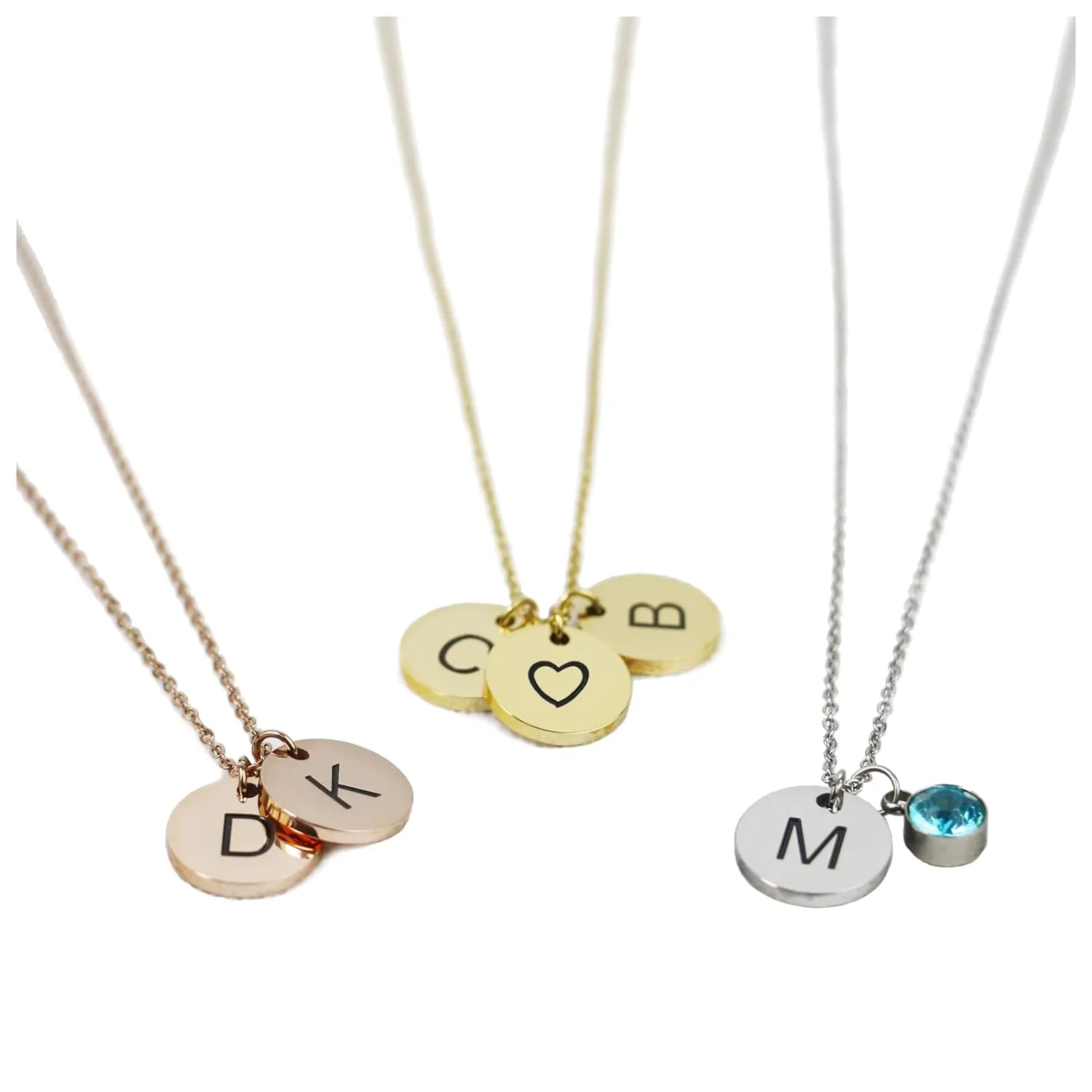 Sereney Initial necklaces for women Personalized Letter necklace with birthstones as Christmas gifts for mom, 2 initial jewelry multiple charms for daughter gifts,custom heart necklace gifts for her