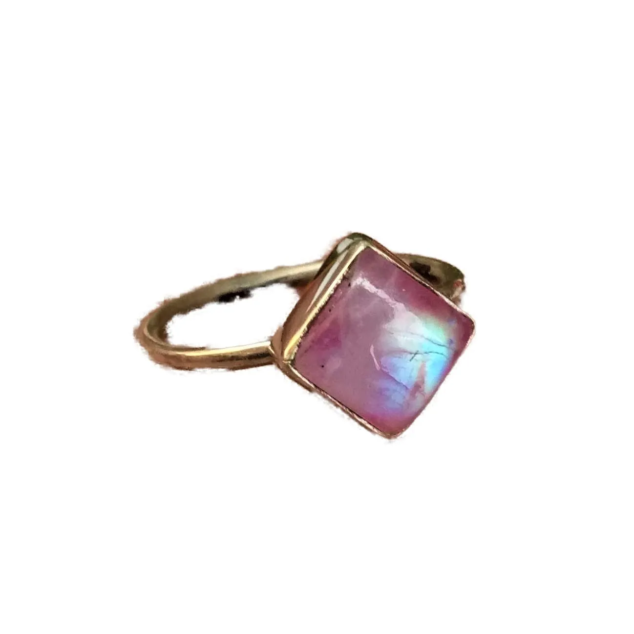 Set 3 Rings, Pink Moonstone Ring, Sterling Silver Ring, Boho Ring, Pink Gemstone ring, Southwestern Ring, Engagement Gift for Her, Stacking Ring, Healing Crystal, Valentine Gift Jewelry, Dainty Ring