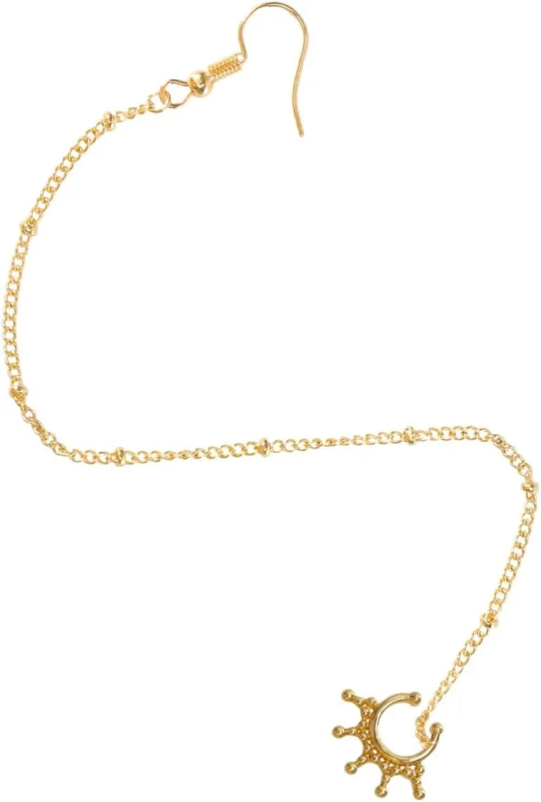 Shaped Nose Ring with Long Chain Elegant Nose Lip Piercing Jewelry for Parties Clubs Events Stylish Metal Puncture Buckles Style
