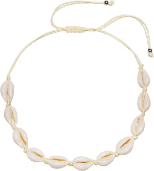 Shell Choker Necklace for Women Adjustable Natural Seashell Necklace Handmade Cowrie Shell Clavicle Necklace Beach Boho Jewelry