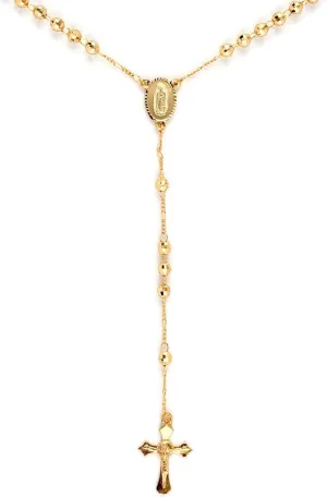 SHOP LC DELIVERING JOY Rosary Necklace - Lariat Cross Necklace in Goldtone - Fashion Rosary Bead Necklaces - 26" Chain Length Catholic Faith Christian Religious Birthday Jewelry Birthday Gifts for Women