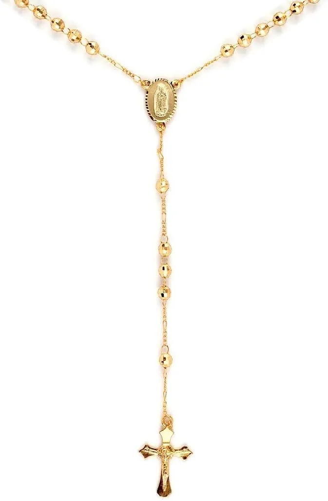 SHOP LC DELIVERING JOY Rosary Necklace - Lariat Cross Necklace in Goldtone - Fashion Rosary Bead Necklaces - 26" Chain Length Catholic Faith Christian Religious Birthday Jewelry Birthday Gifts for Women