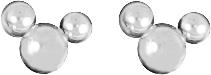 Silver Balls Tiny Mickey Mouse Stud Earrings Cute Small Unique Cool Stainless Steel Earrings