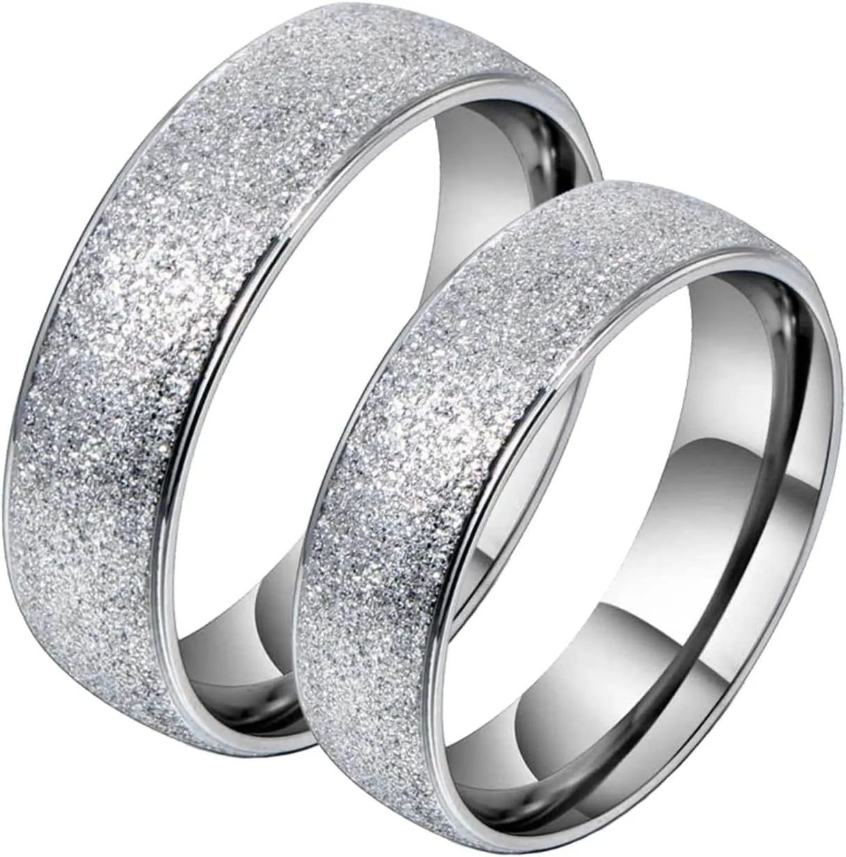 Silver Rings for Women, Stainless Steel Rings for Men Silver Matte Ring 6mm Men's and Women's Fashion Rings